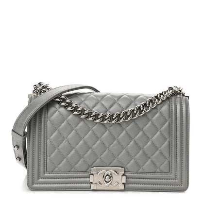 Chanel Metallic Caviar Quilted Medium Boy Flap Silver 1 of 10