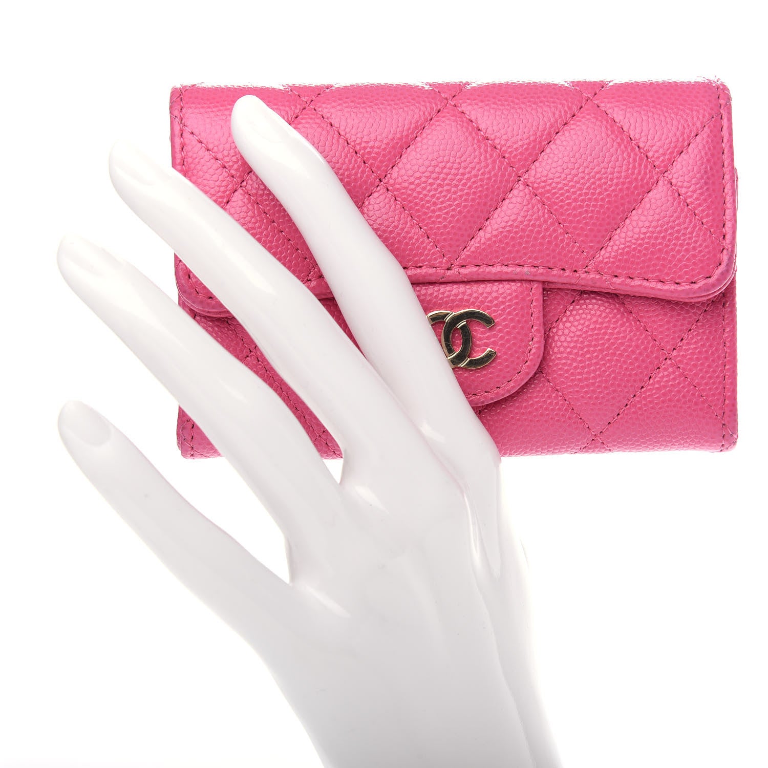 Chanel Caviar Quilted Flap Card Holder Wallet Pink 2 of 9