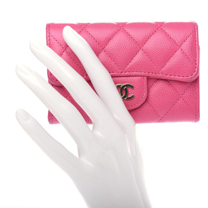 Chanel Caviar Quilted Flap Card Holder Wallet Pink 2 of 9