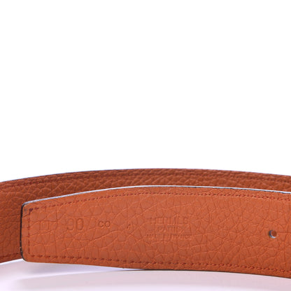 Hermes Box Togo 32mm Martelee H Belt 90 Black Orange 5 of 8