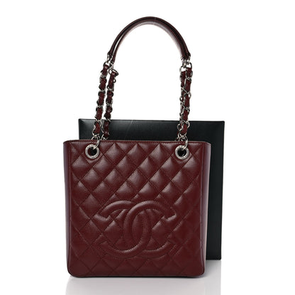 Chanel Caviar Quilted Petit Shopping Tote PST Burgundy 9 of 9