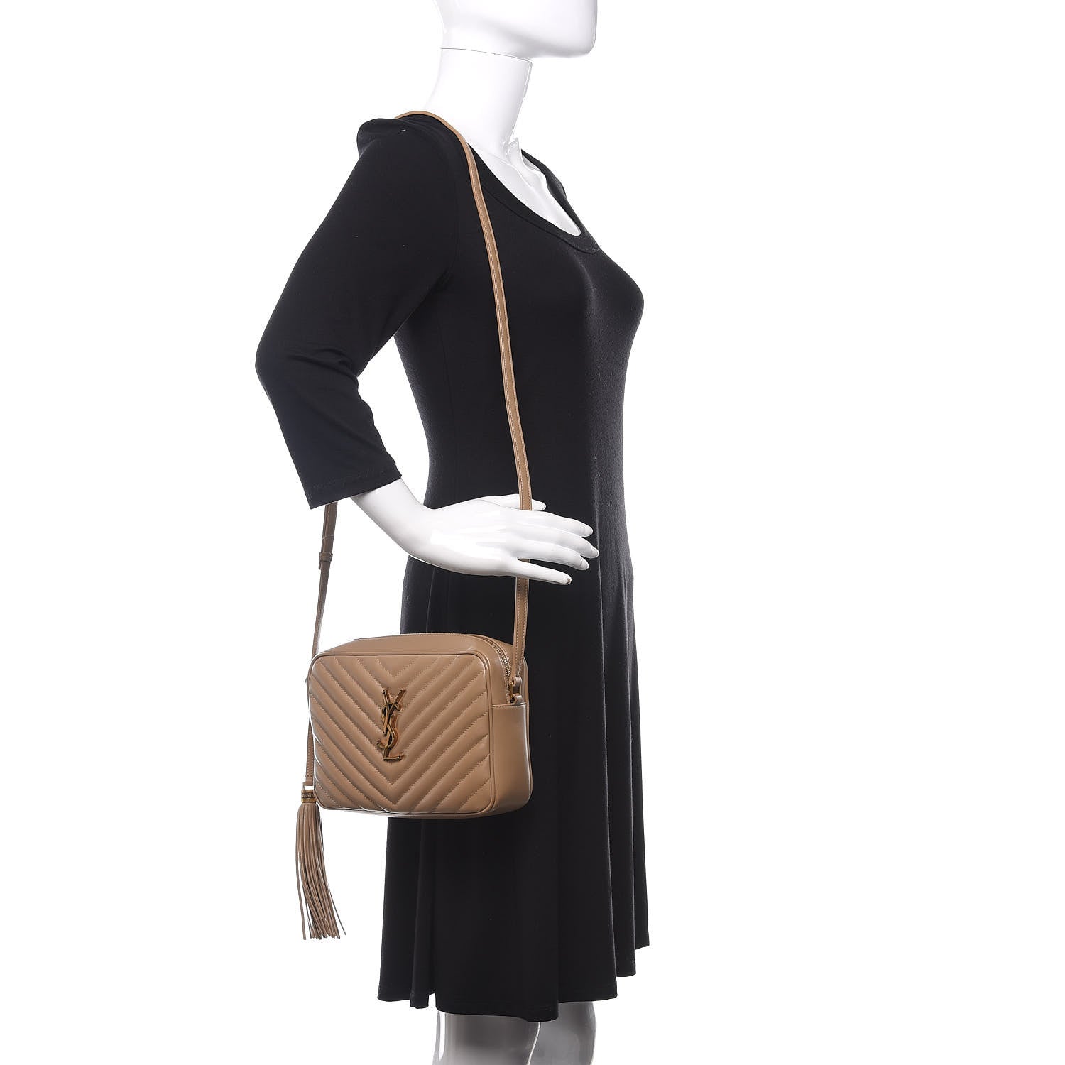 Saint Laurent Calfskin Matelasse Monogram Lou Camera Bag Dark Latte 2 of 11