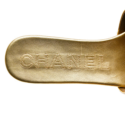 Chanel Glitter Fabric CC Mules 40 Gold Black 6 of 10