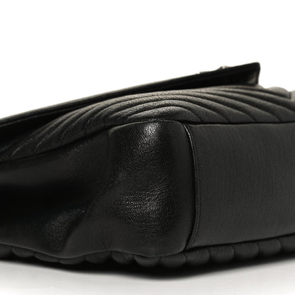 Saint Laurent Sheepskin Matelasse Chevron Monogram Large College Satchel Black 9 of 14