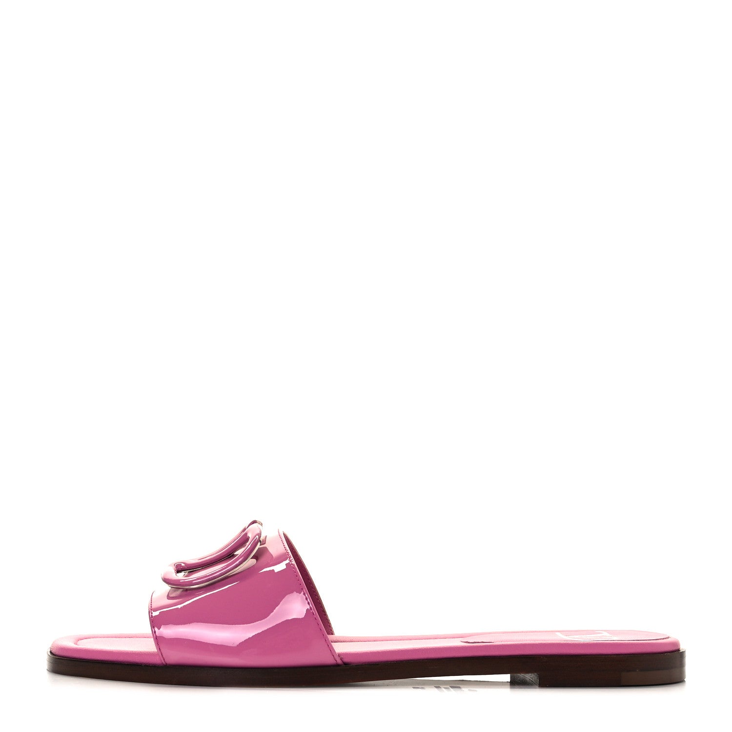 Valentino Garavani Patent Vlogo Flat Slide Sandals 36 Radiant Orchid 1 of 9