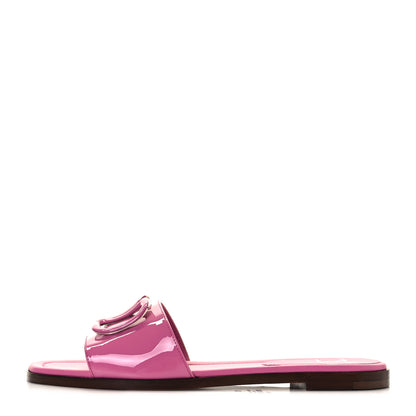 Valentino Garavani Patent Vlogo Flat Slide Sandals 36 Radiant Orchid 1 of 9