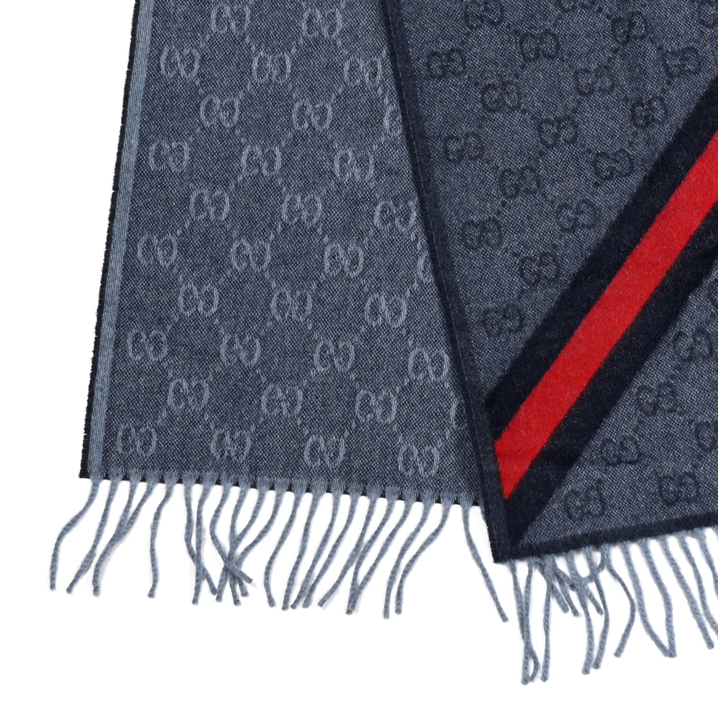 Wool Alpaca Monogram Web New Nikky Scarf Midnight Blue