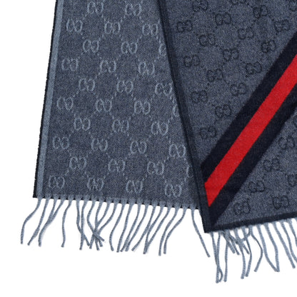 Gucci Wool Alpaca Monogram Web New Nikky Scarf Midnight Blue 5 of 5