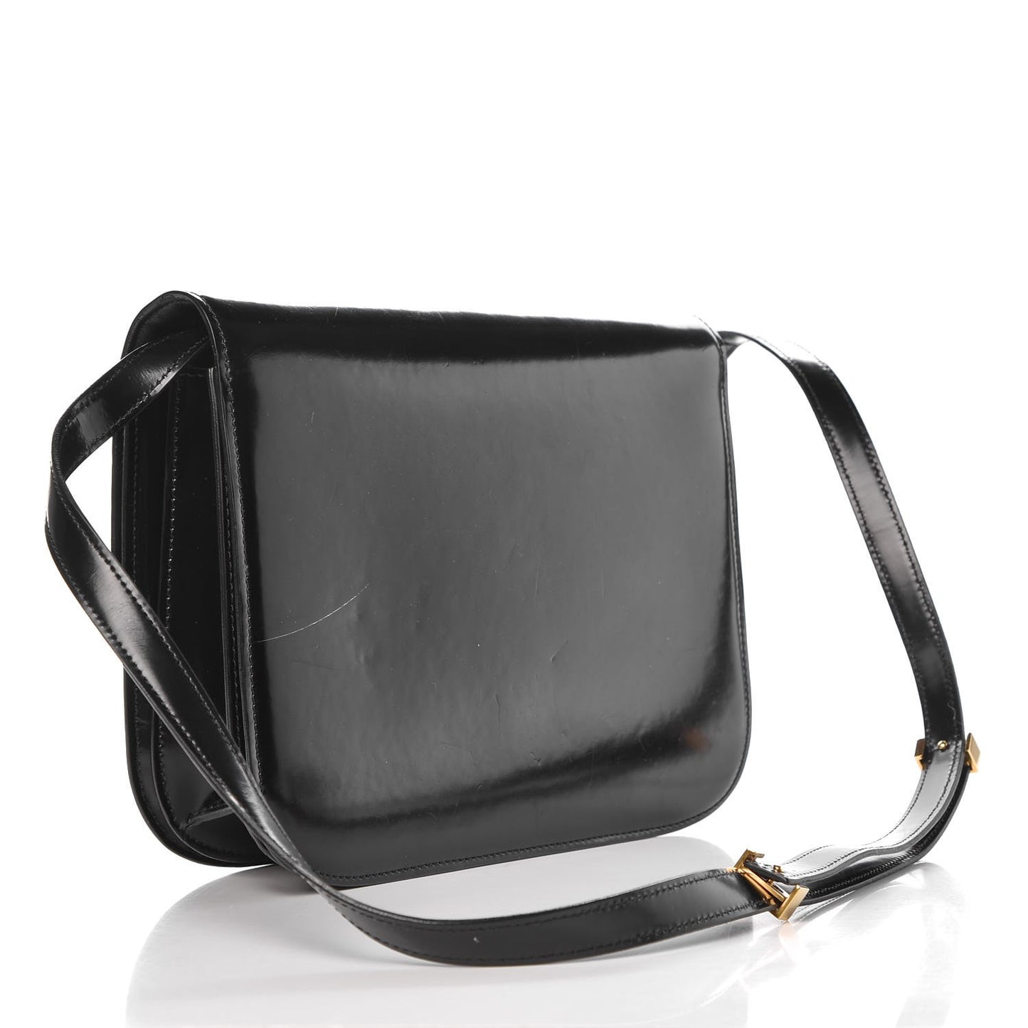 Spazzolato Calfskin Medium Classic Box Flap Bag Black