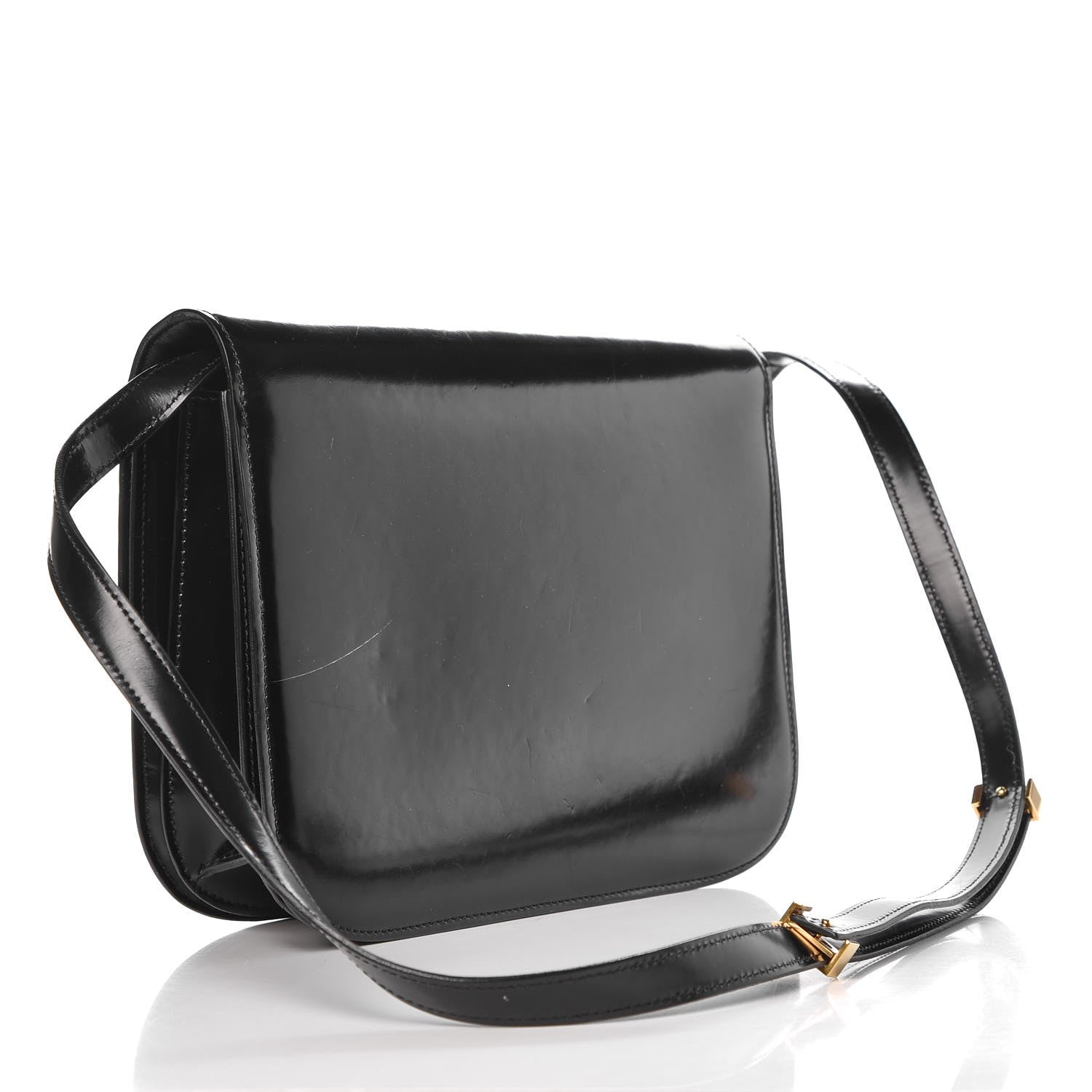 Celine Spazzolato Calfskin Medium Classic Box Flap Bag Black 3 of 11