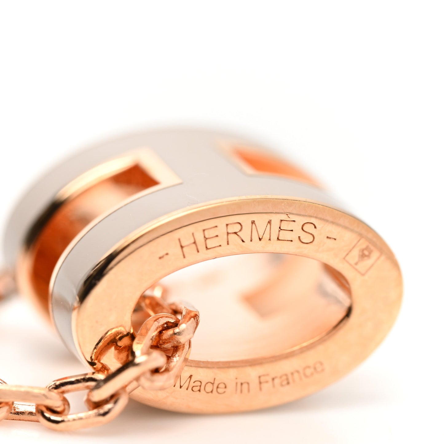 Lacquered Rose Gold Mini Pop H Pendant Necklace Marron Glace
