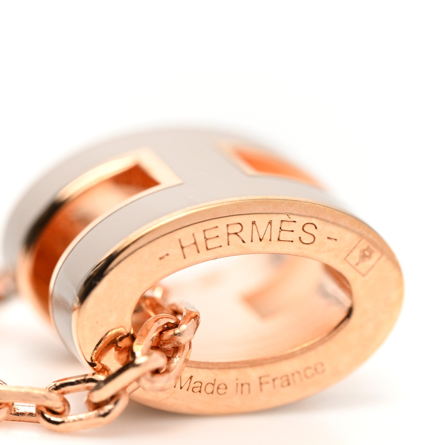 Hermes Lacquered Rose Gold Mini Pop H Pendant Necklace Marron Glace 5 of 7
