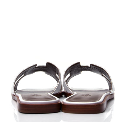 Hermes Box Calfskin Oran Sandals 38 White 4 of 6