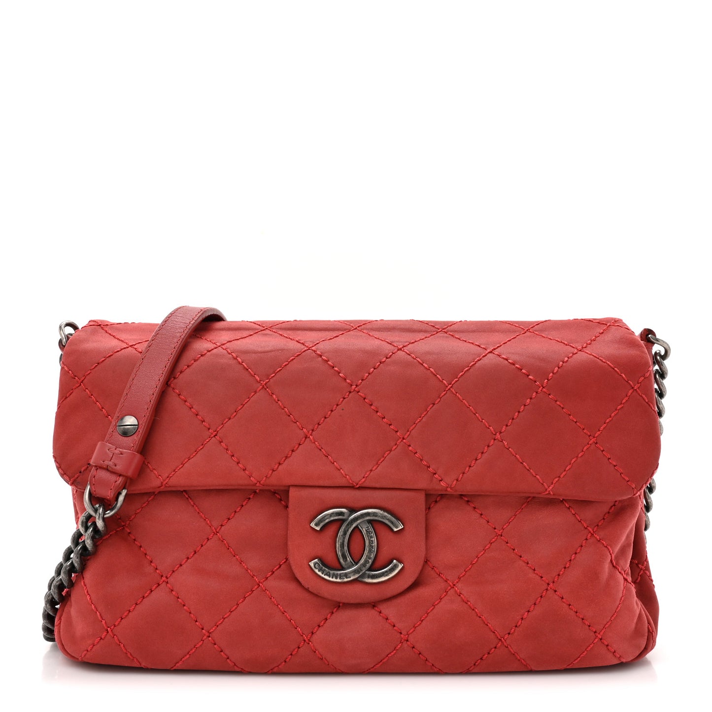 Suede Medium Coco Daily Flap Red