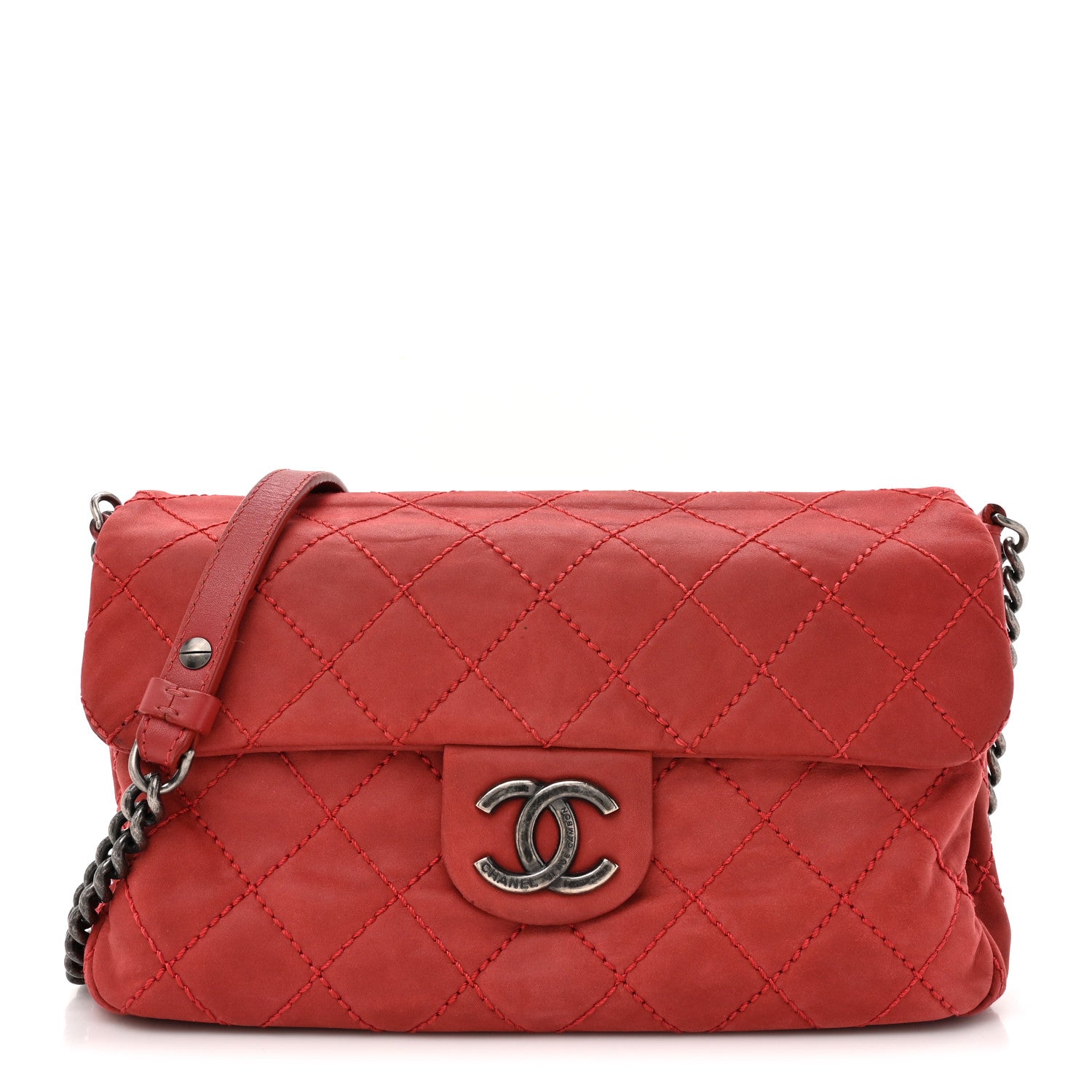 Chanel Suede Medium Coco Daily Flap Red 1 of 12