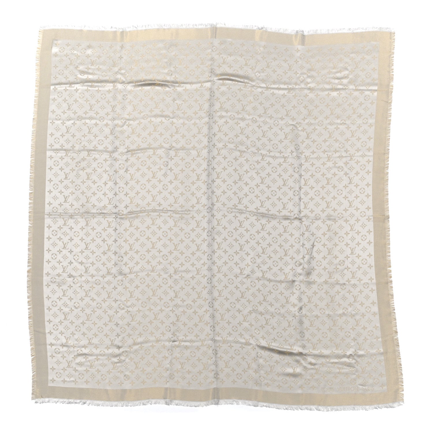 Louis Vuitton Silk Lurex Wool Monogram Shine Shawl Greige 1 of 3