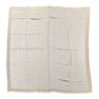 Louis Vuitton Silk Lurex Wool Monogram Shine Shawl Greige 1 of 3