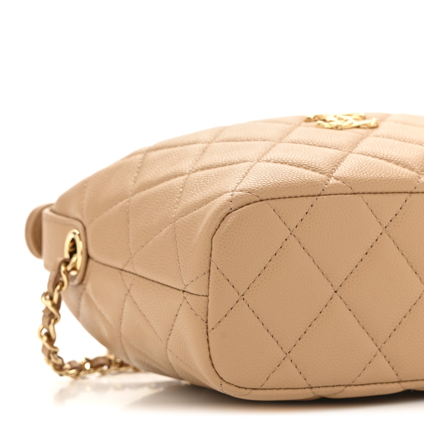 Shiny Caviar My Cush Hobo Clutch With Chain Beige Beige