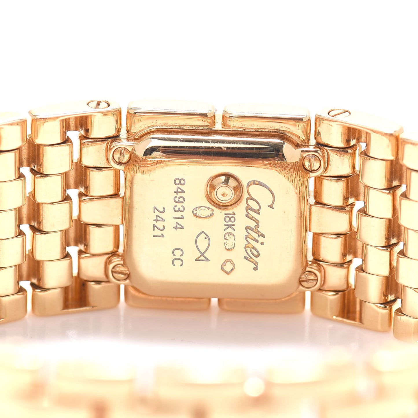 18K Yellow Gold Diamond Mother of Pearl 21mm Panthere Ruban Quartz Watch