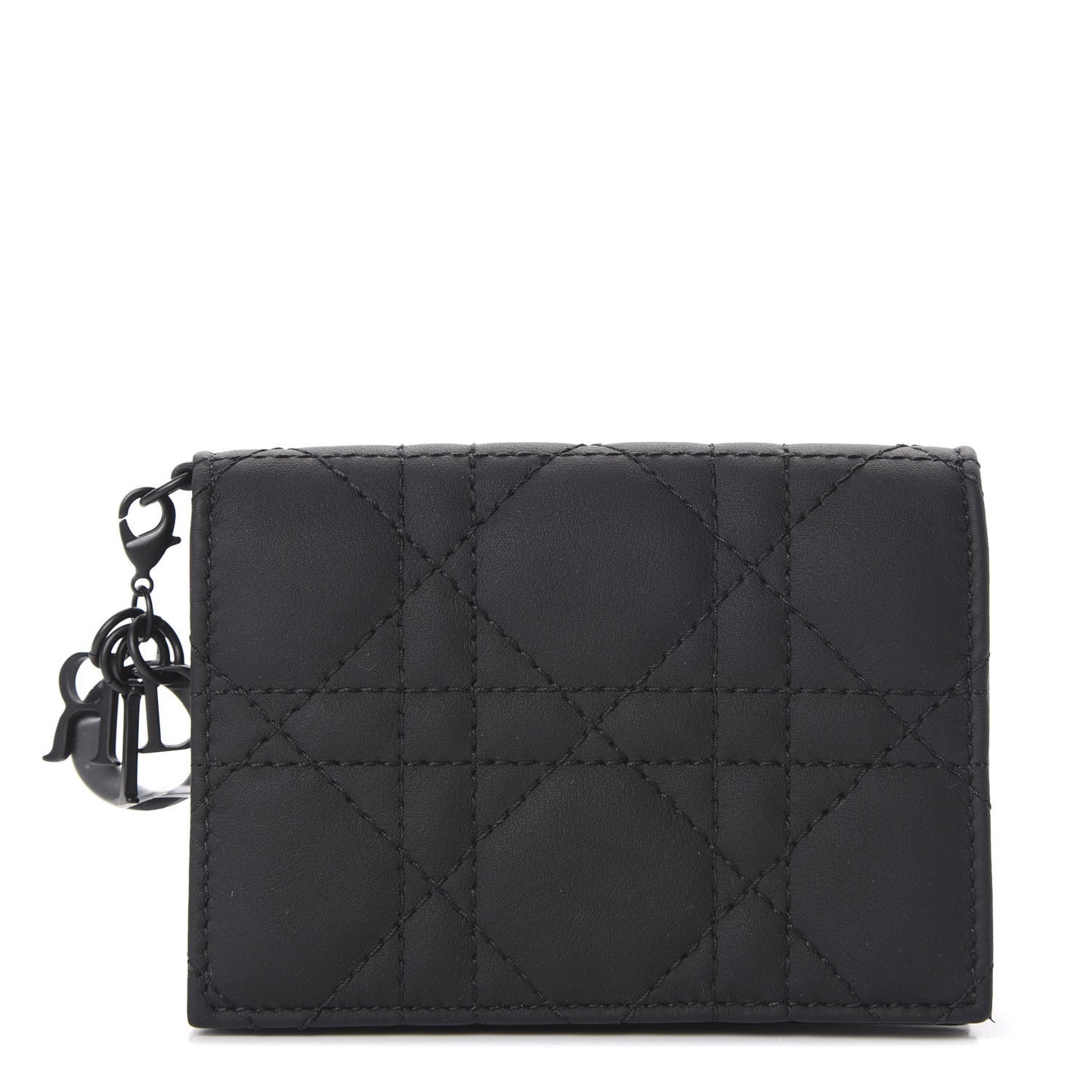 Ultra Matte Calfskin Small Lady Dior Flap Card Holder Black
