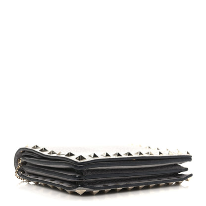 Valentino Garavani Pebbled Calfskin Rockstud Wallet On Chain Pastel Grey 4 of 10