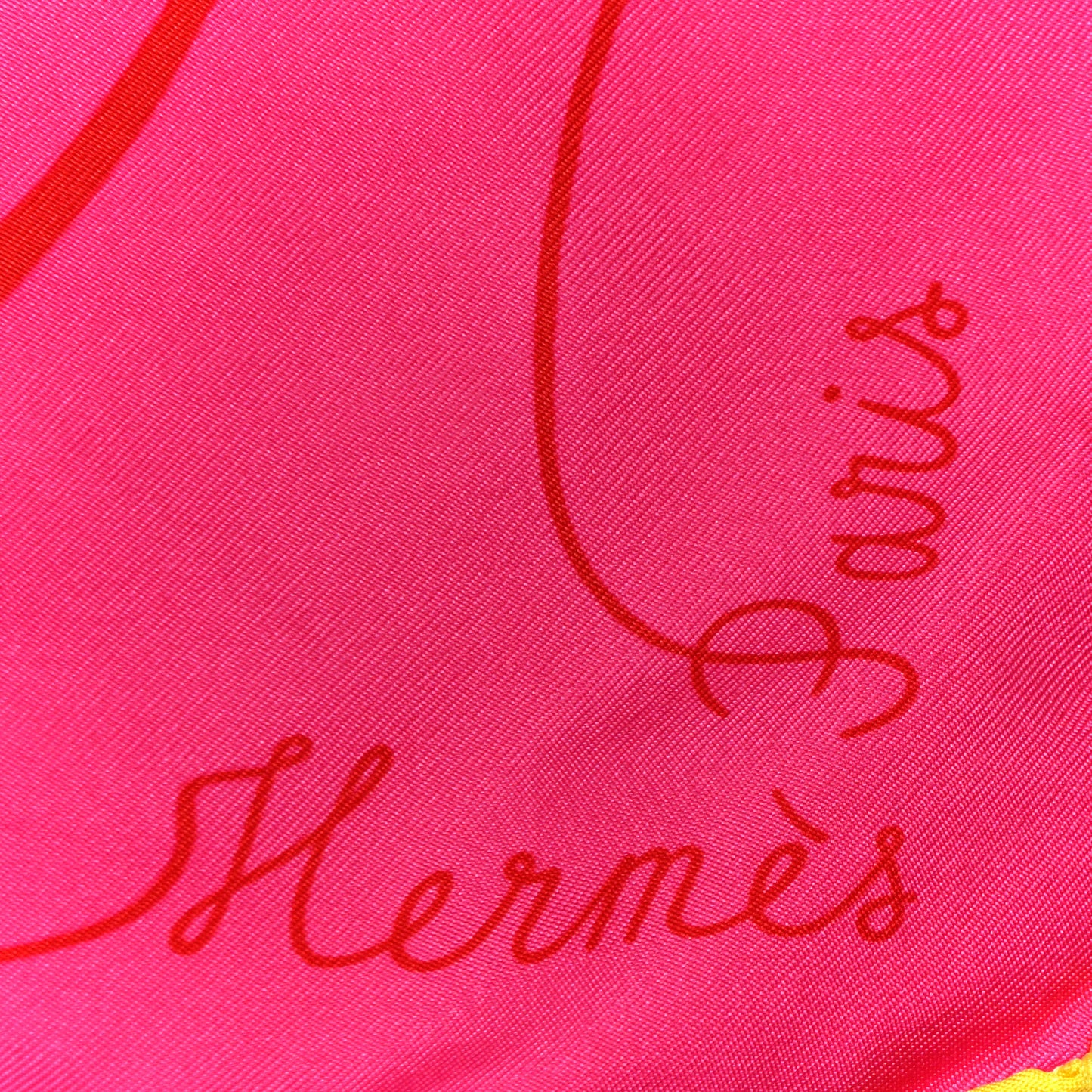 Silk Faune Lettree Scarf 90 Rose Indien Rouge Jaune Vif