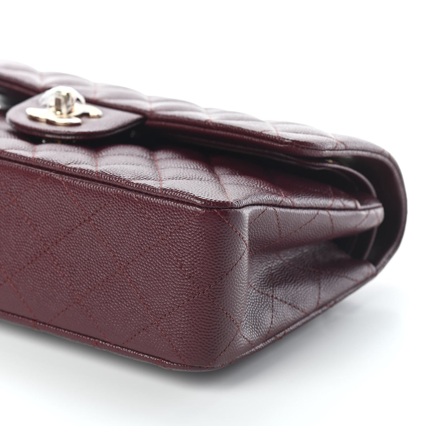 Caviar Quilted Small Double Flap Burgundy