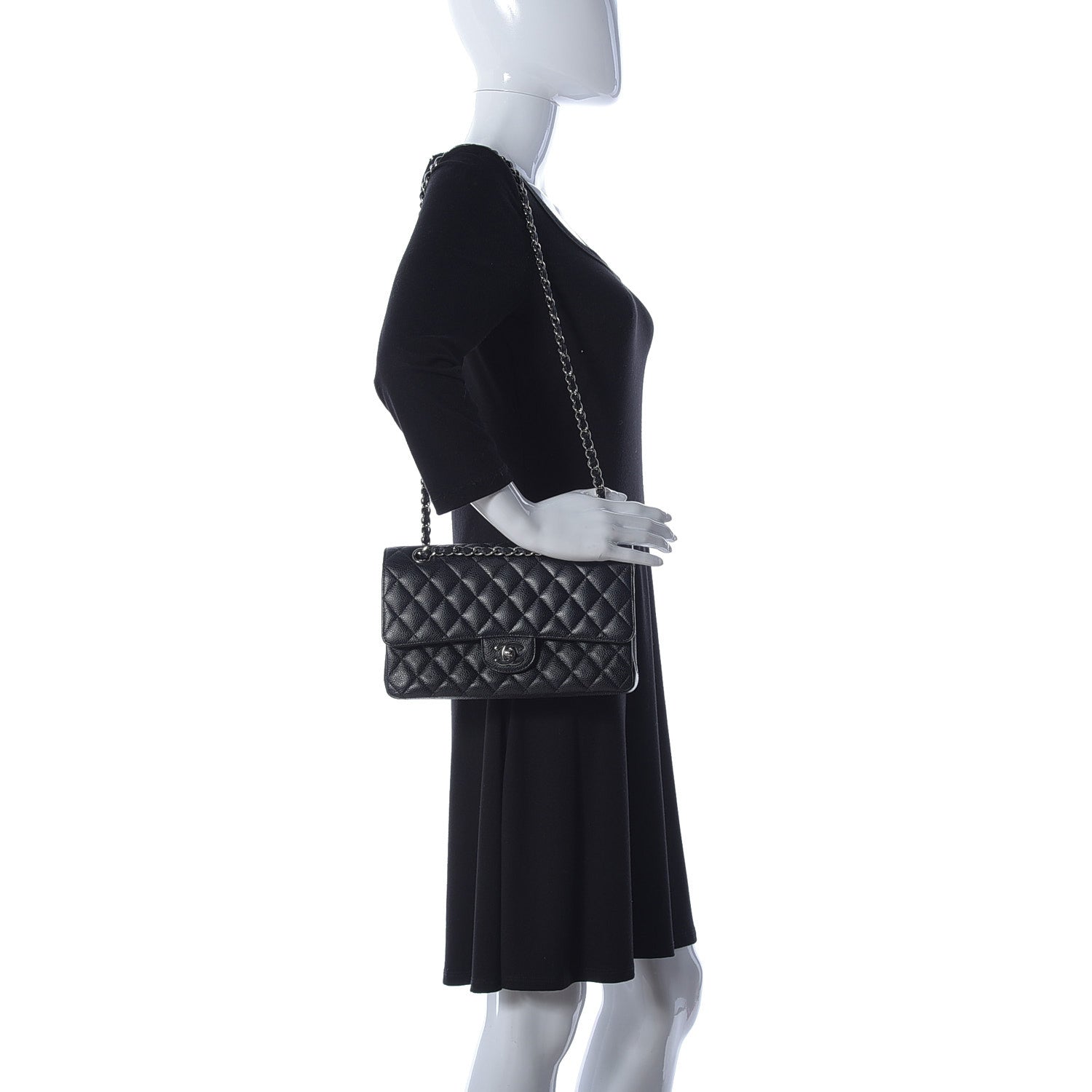 Chanel Caviar Quilted Medium Double Flap Black 2 of 12