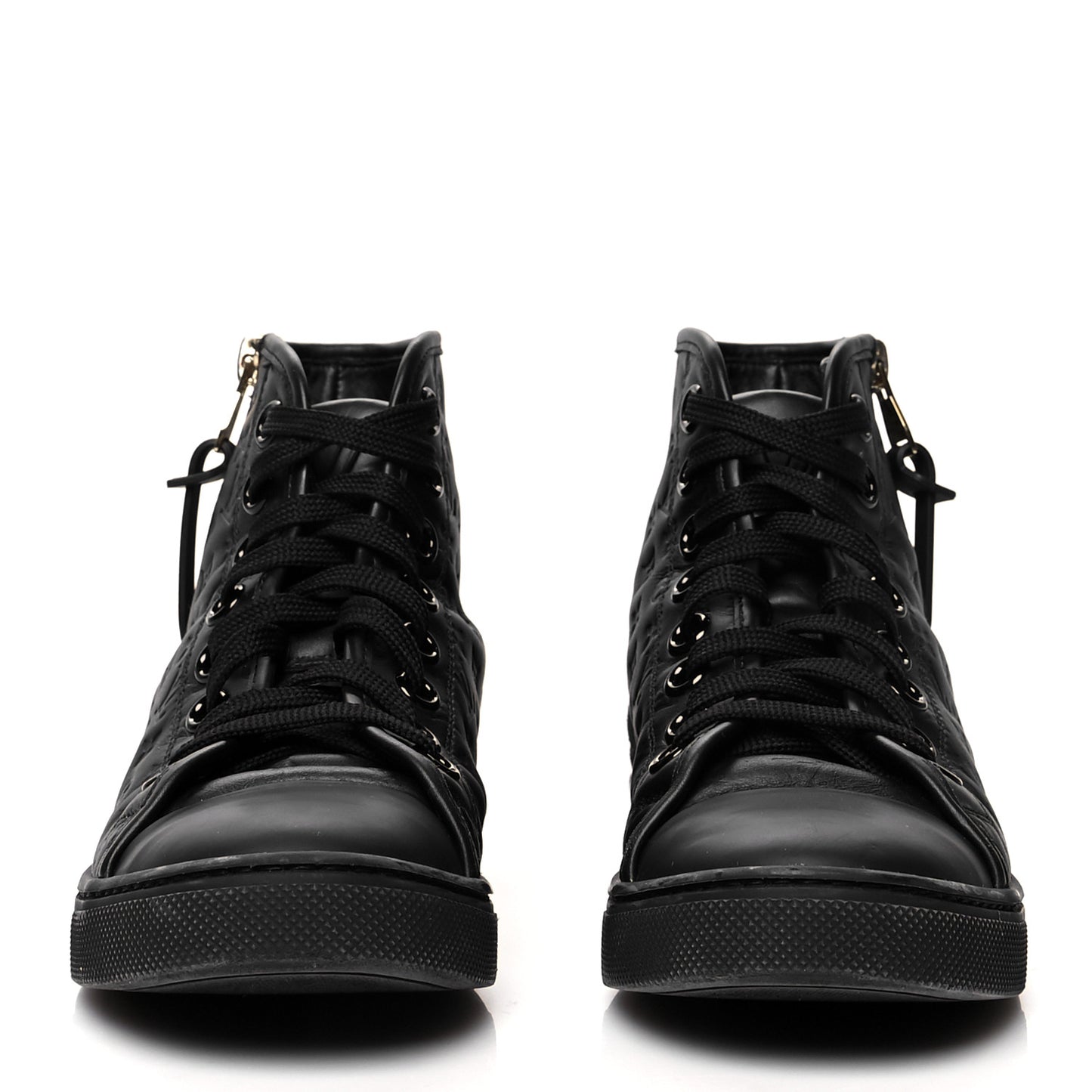 Calfskin Embossed Monogram Punchy High Top Sneakers 34 Black