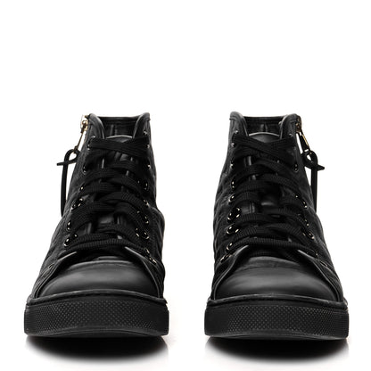 Louis Vuitton Calfskin Embossed Monogram Punchy High Top Sneakers 34 Black 2 of 10