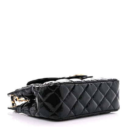 Chanel Shiny Crumpled Calfskin Quilted Small Wavy CC Hobo Black 4 of 8