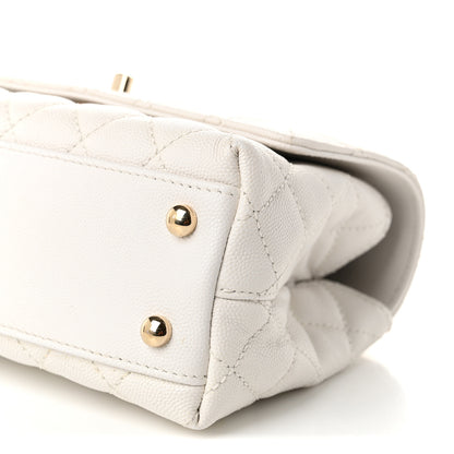 Chanel Caviar Quilted Mini Coco Handle Flap White 10 of 10