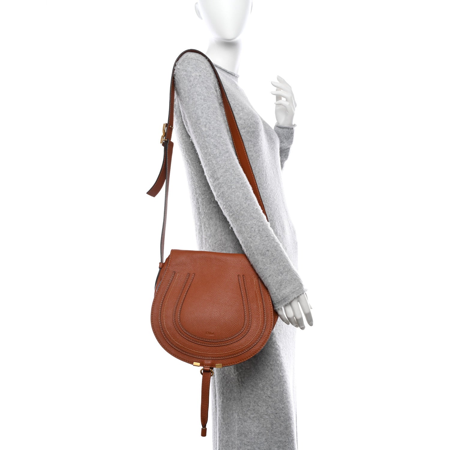 Chloe Calfskin Medium Marcie Round Crossbody Bag Tan 2 of 10