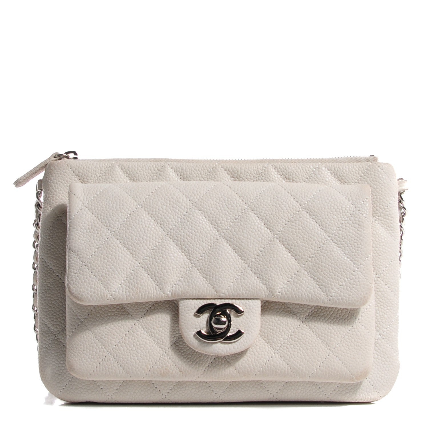 Chanel Iridescent Caviar Daily Zip Crossbody White 1 of 8