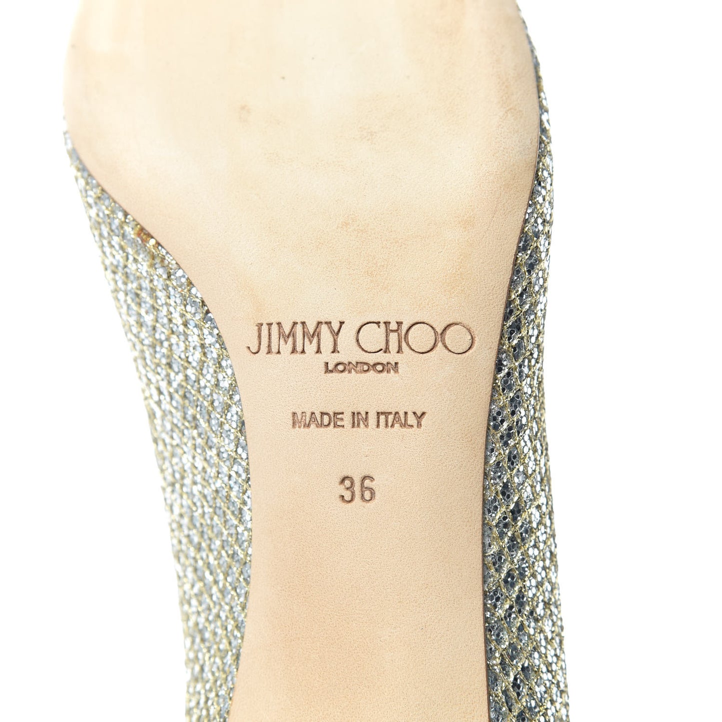 Glitter Fabric Evelyn Peep Toe Pumps 36 Champagne
