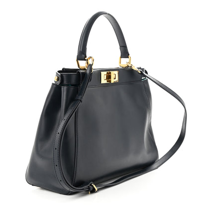 Fendi Vitello Morgan Shiny Nappa Medium Peekaboo Iconic Satchel Lavagna Lago 3 of 11