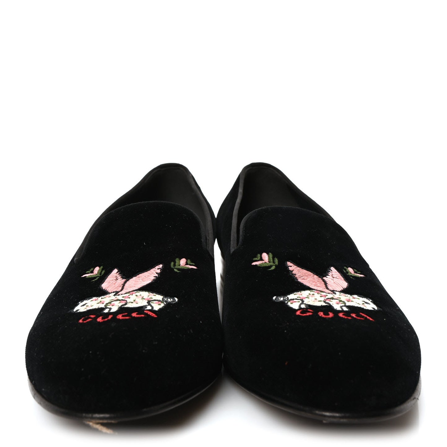 Velvet Embroidered Mens Loafers 8 Black