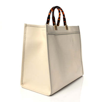 Fendi Vitello King Plexiglass Logo Embossed Large Fendi Sunshine Shopper Tote White Ice 2 of 8