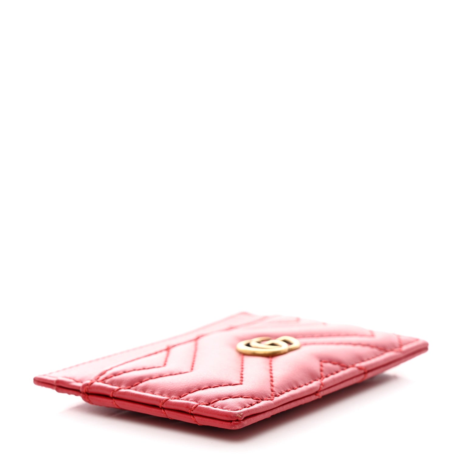 Gucci Calfskin Matelasse GG Marmont Card Holder Hibiscus Red 4 of 6