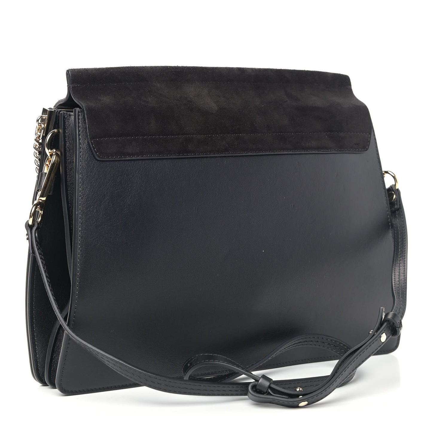Suede Calfskin Medium Faye Shoulder Bag Black