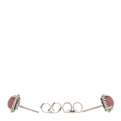 David Yurman Sterling Silver Rose Quartz 8mm Chatelaine Earrings 3 of 4