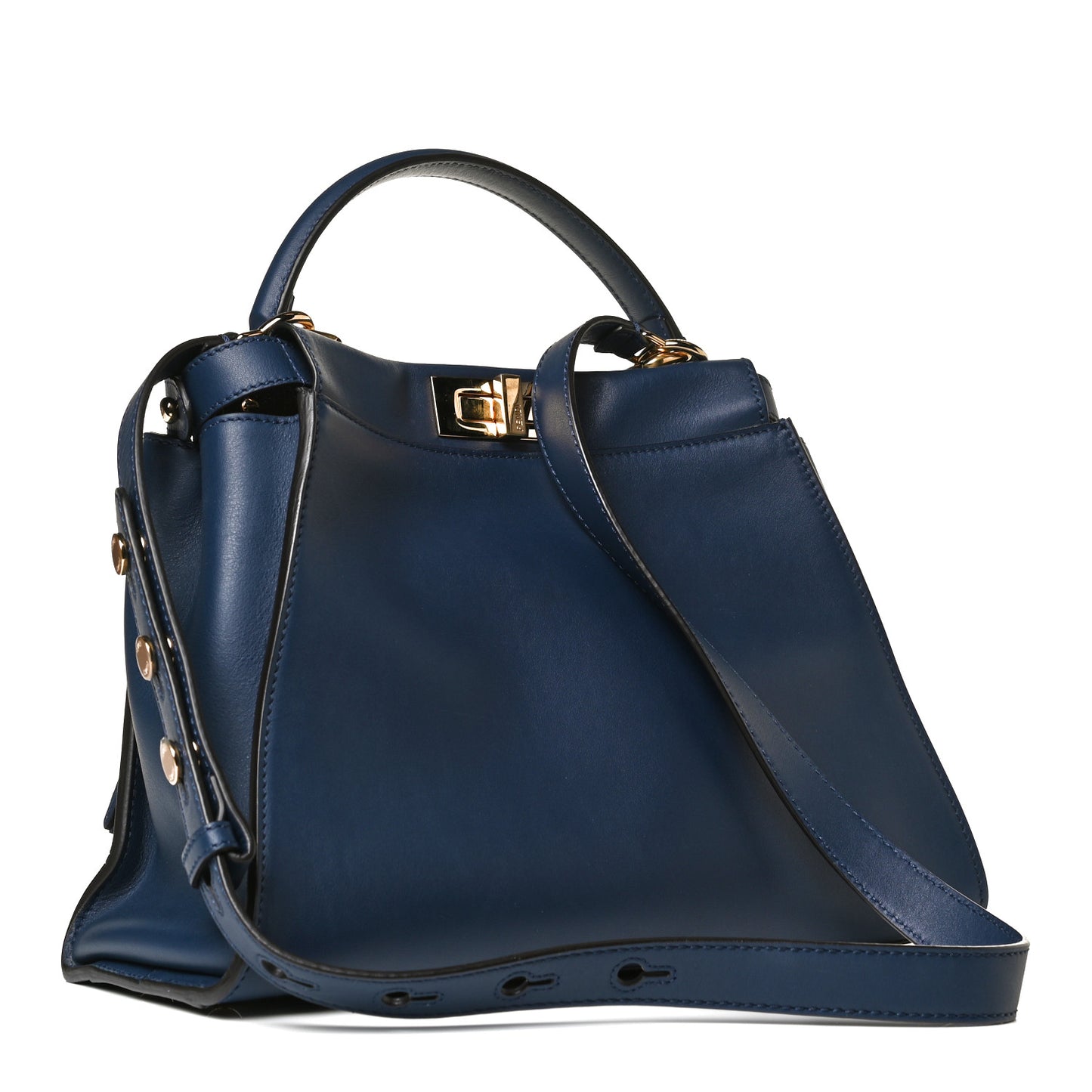 Vitello Seta Shiny Nappa Medium 3 Pocket Peekaboo Iconic Satchel Blueberry