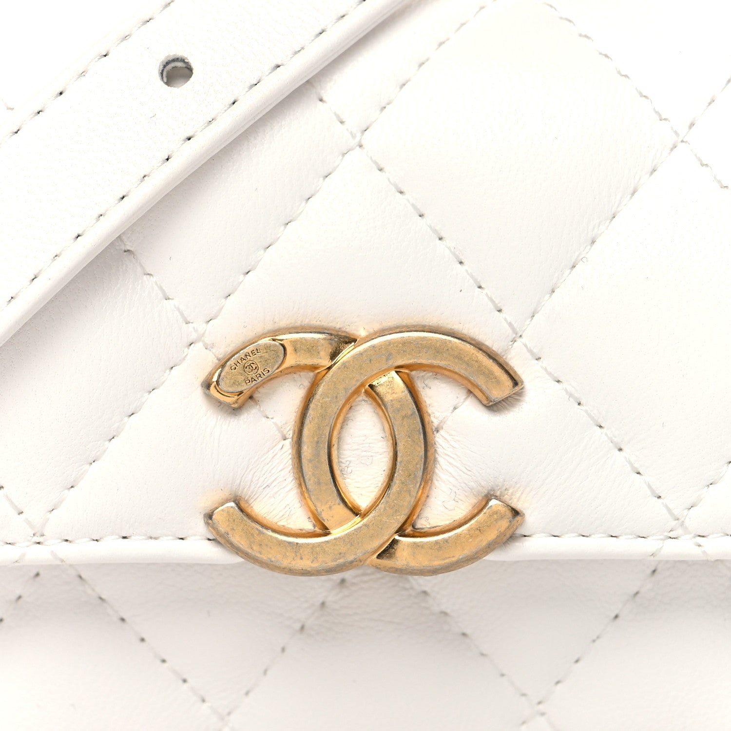 Chanel Lambskin Lacquered Metal Quilted Flap Chain Belt Bag White 9 of 13