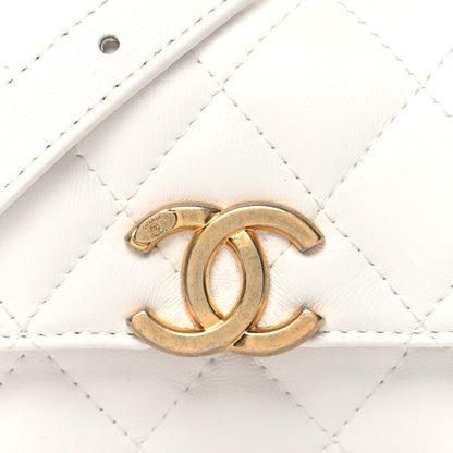 Chanel Lambskin Lacquered Metal Quilted Flap Chain Belt Bag White 9 of 13