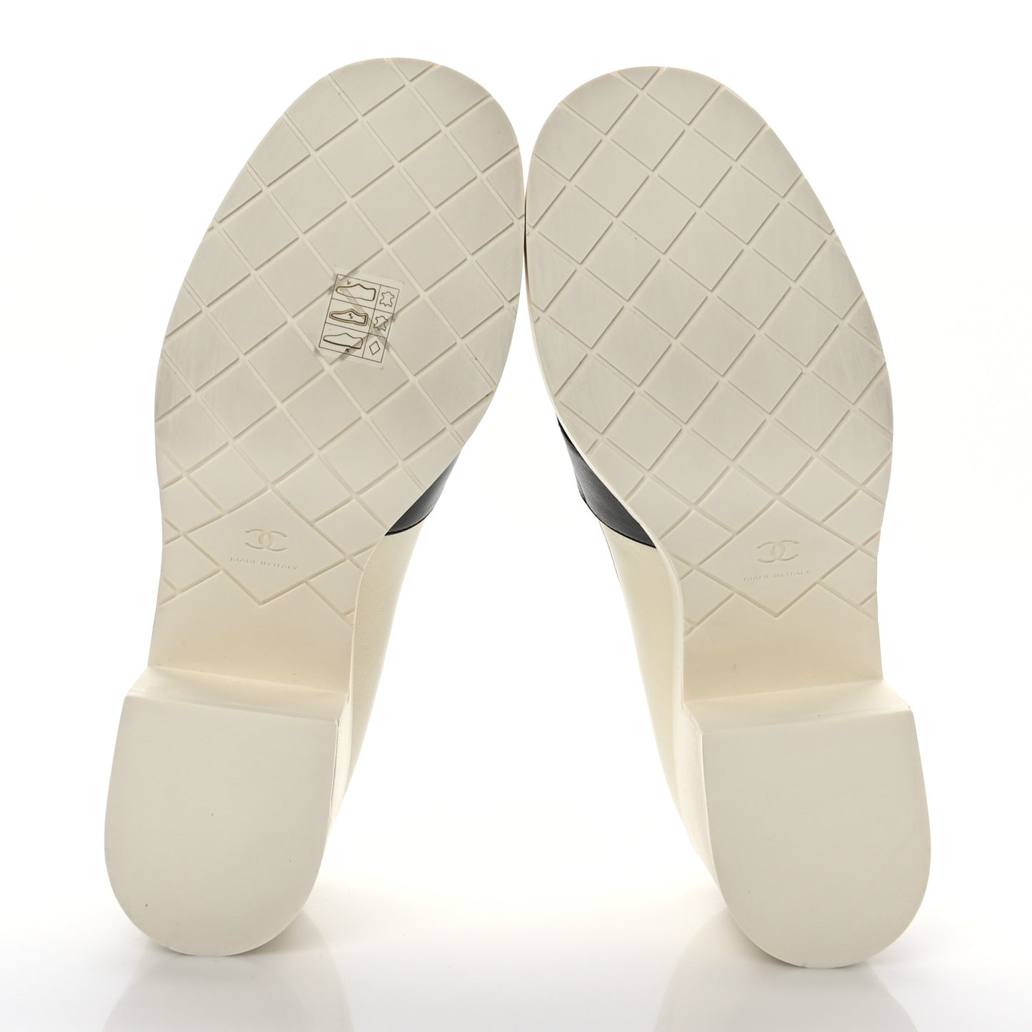 Lambskin Pearl Crystal Quilted CC Loafers 40 White Black
