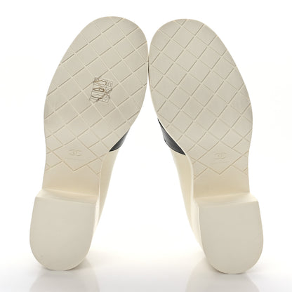 Chanel Lambskin Pearl Crystal Quilted CC Loafers 40 White Black 5 of 8
