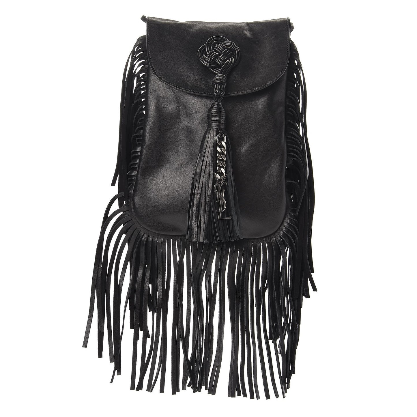 Lambskin Fringe Small Anita Crossbody Bag Black