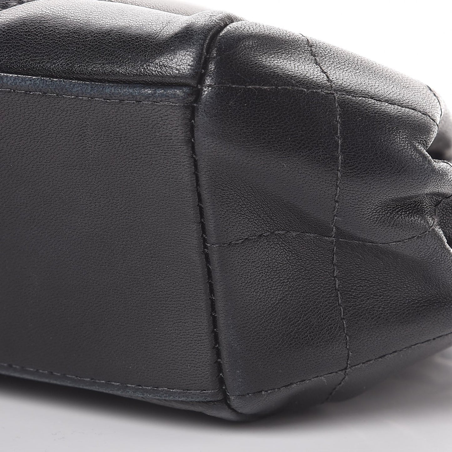 Calfskin Chocolate Bar Quilted Accordion Flap Black