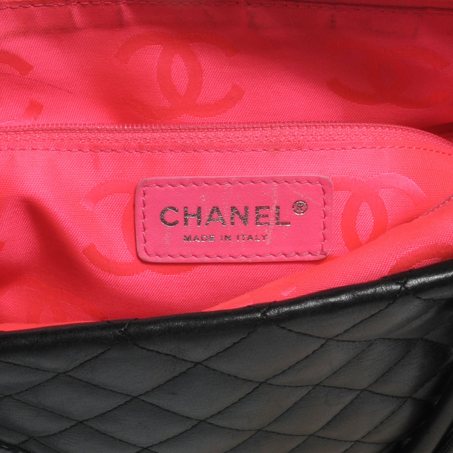 Calfskin Quilted Large Cambon Tote Black