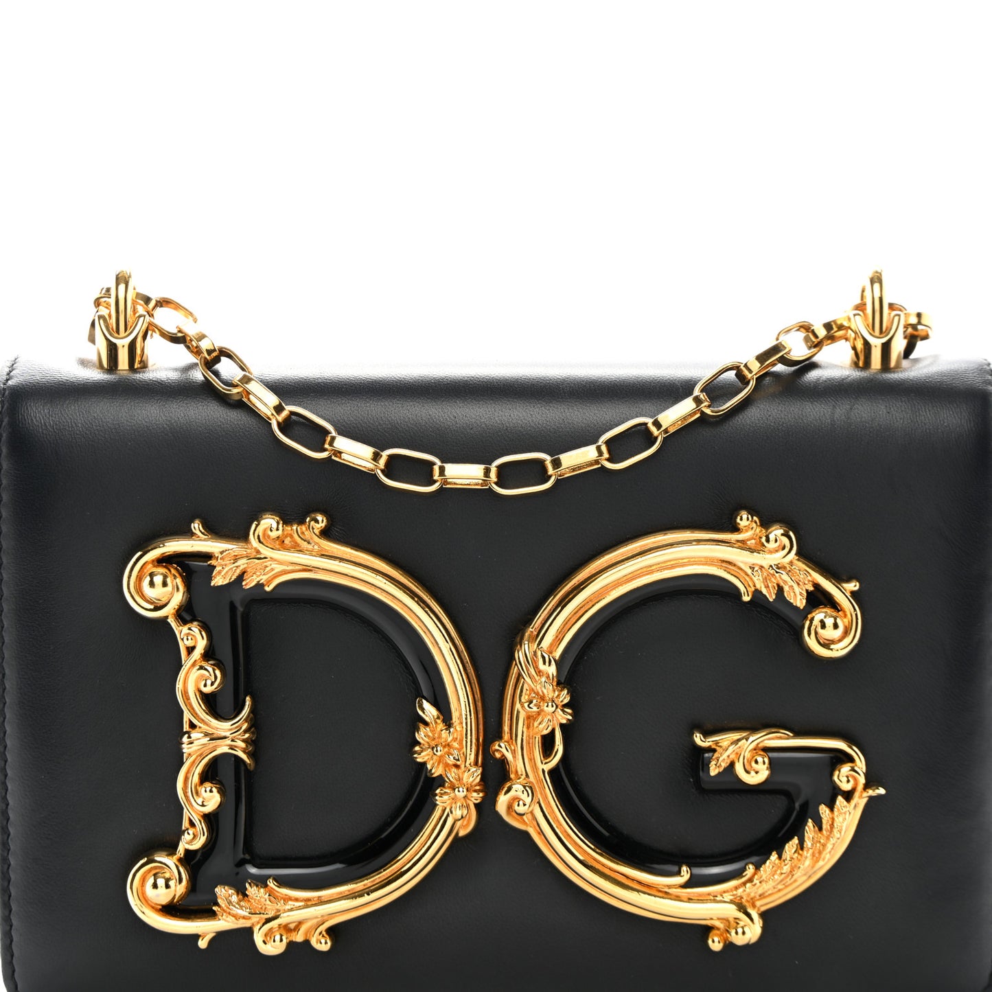 DOLCE GABBANA Nappa DG Girls Shoulder Bag Black